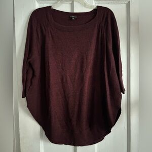 Express Poncho Tunic 3/4 Sleeve Sweater Small Dark Red Scoop Holiday Christmas